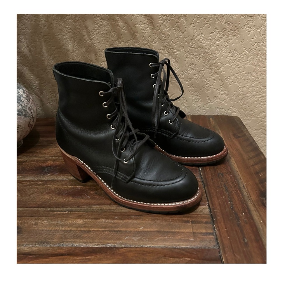 Red‎ Wing Heritage Clara 3405 Black Boundary Leather Moc Toe Boots Womens 5.5 B